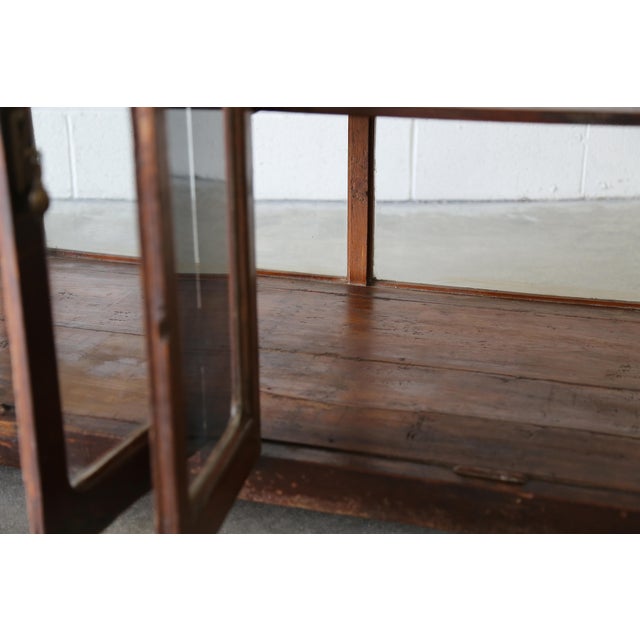 Wood 1950s Indonesian Solid Burmese Teak Store Display Cabinet Bar For Sale - Image 7 of 12