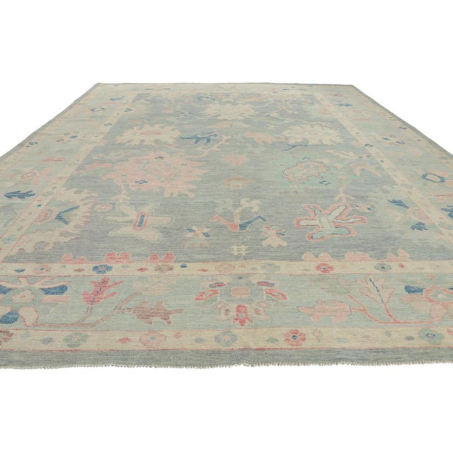Modern Vintage Light Blue Oushak Rug, 10'00 X 13'10 For Sale - Image 3 of 9