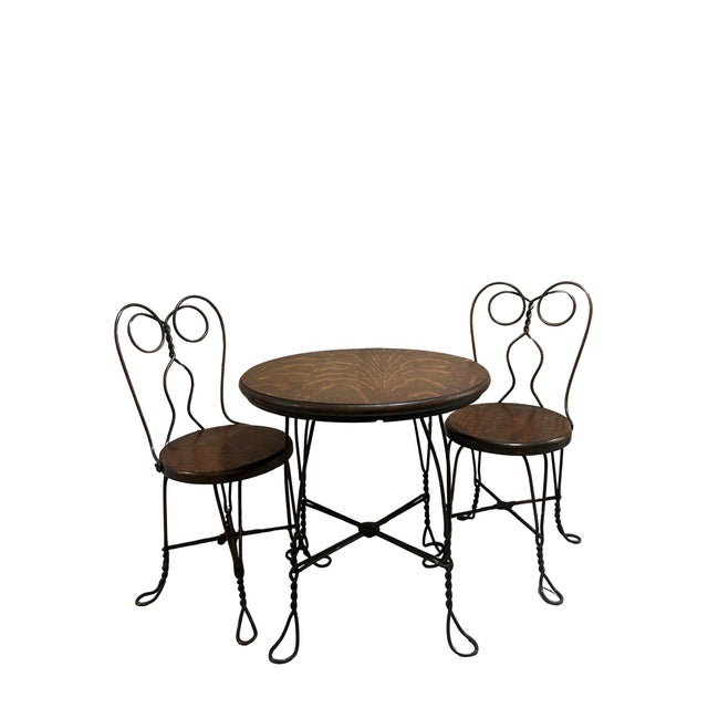 Wood Child's Ice Cream Table Set C. 1900 For Sale - Image 7 of 14