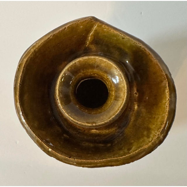 Vintage Mid 20th Century Hand Made Brown & Cream Glazed Honey Jar For Sale In Orlando - Image 6 of 9