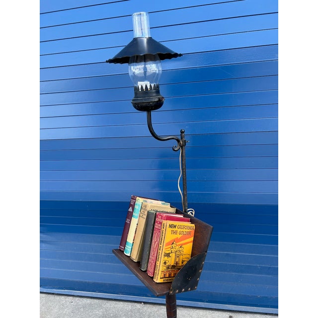 A rare and beautifully restored original Monterey library floor lamp dating to the early 1930s. Crafted from solid wood...