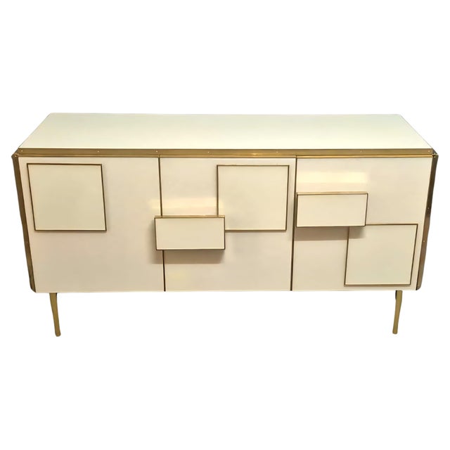 Italian Sideboard in Ivory Glass and Brass from Justfurnituress SRL For Sale - Image 13 of 13