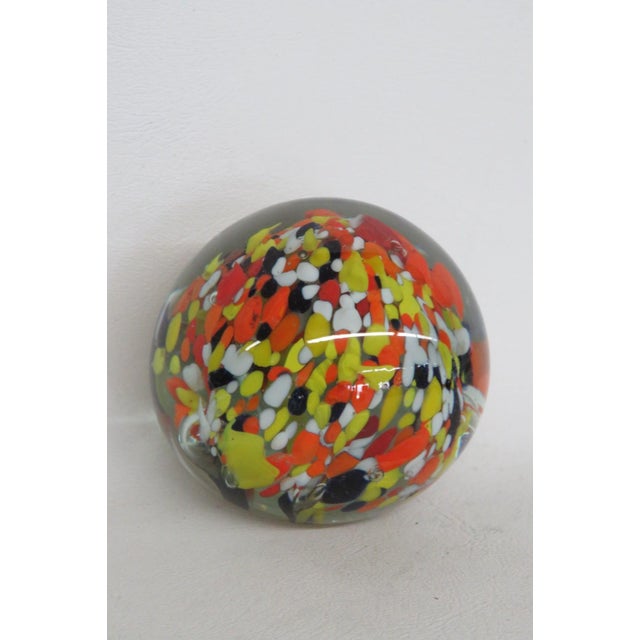 Art Glass Paperweight Multicolor Yellow Black Orange Confetti Pattern 5074b For Sale In Miami - Image 6 of 9