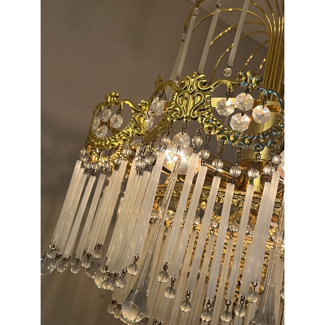 Italian Opaline Rod Chandelier, 1980s For Sale - Image 3 of 15