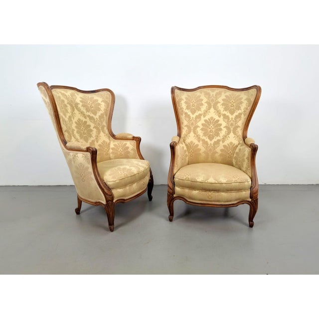Rococo Style Wingback Armchairs, 1920s, Set of 2 For Sale - Image 11 of 17