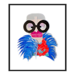 Iris with Blue Feather Cape by Melvin G in Black Framed Paper, Medium Art Print For Sale