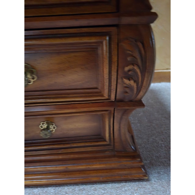 A very unusual and finely constructed three drawer vintage low cabinet / pedestal or night stand. Solid precision high...