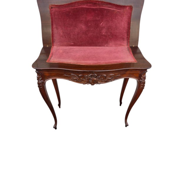 19th Century French Walnut Hand Carved Console Table/ Game Table. For Sale - Image 11 of 17