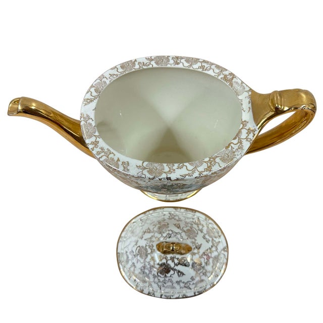 Vintage Homer Laughlin Eggshell Georgian Tea Set, 22-Karat Gold Gilt For Sale - Image 11 of 13