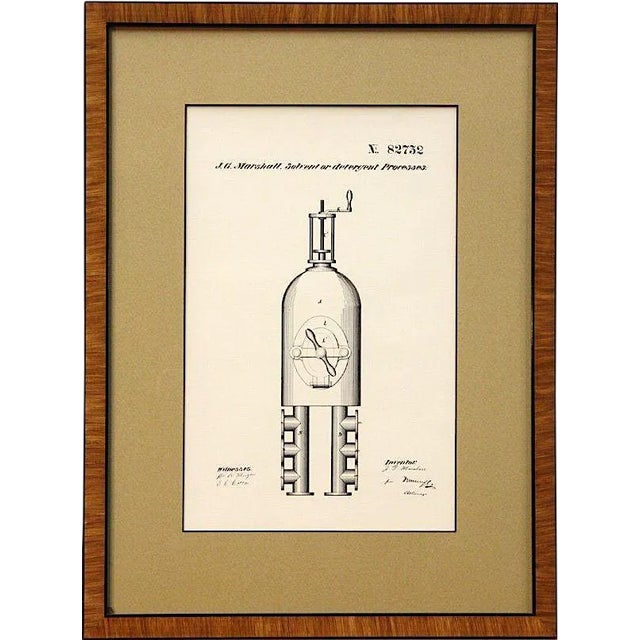 Late 19th Century Framed Solvent or Detergent Processes Print, Patent No. 82732 by j.g. Marshall, Oct. 1868 For Sale