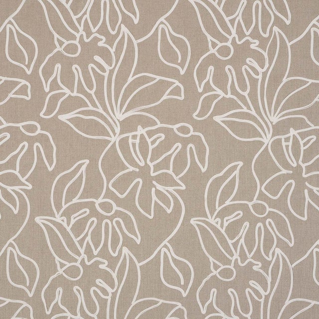 SAMPLE - Schumacher Lola Embroidery Fabric In Flax For Sale