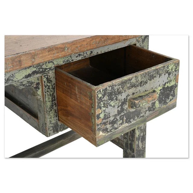 Vintage Patinated Wood Desk For Sale - Image 3 of 6