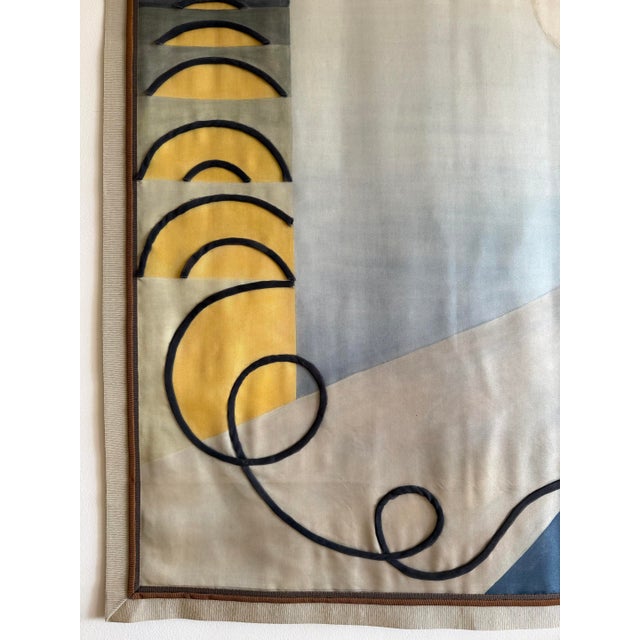 Textile Hand-Dyed Tapestry Painting by French Artist, Marie Luare-Ilie, 1990s For Sale - Image 7 of 13