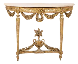 Italian Marble Top Console Table