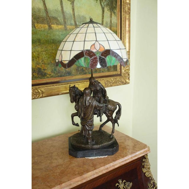 Brown Large Table Lamp in the style of Tiffany For Sale - Image 8 of 16