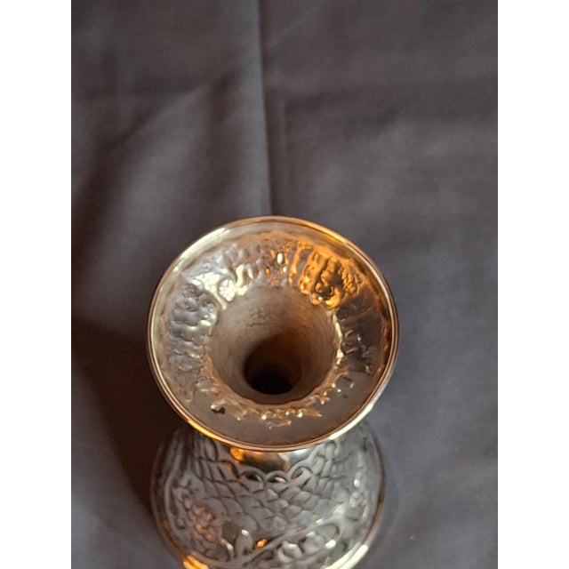 Metal Vintage Jerusalem Solid Silver Kiddush Cup - Hand-Chased Repoussé Grapes Fish Scales For Sale - Image 7 of 17