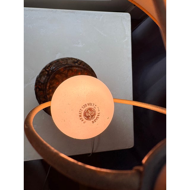 1960s-1970s West German Fat Lava Ceramic Table Lamp, Applied Scroll Relief, Volcanic Drip Glaze in Brown, Black and Orange For Sale In Los Angeles - Image 6 of 12