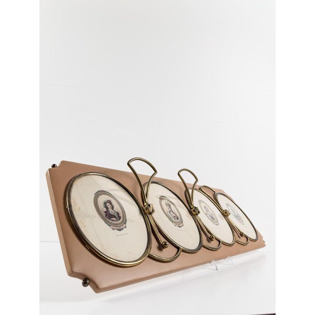 Mid-Century Modern Italian Wall Coat Rack with Brass Oval Frames , 1960s For Sale - Image 13 of 18