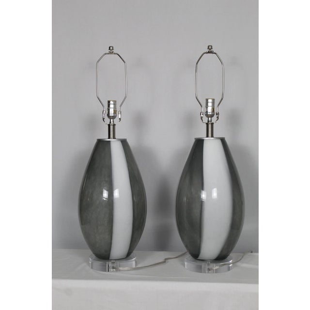 1960s Organic Shape Murano Glass Table Lamps - a Pair For Sale In Miami - Image 6 of 10