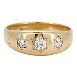 Vintage Old European Diamond Starburst Ring, Celestial, 18k, Size 9 For Sale
