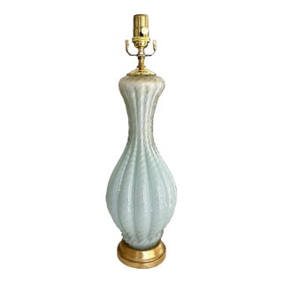 Barbini Murano Seafoam Green Glass Table Lamp For Sale