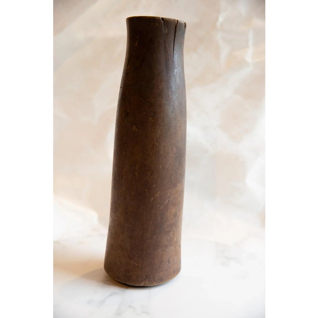 African Vintage African Tall Wooden Vase For Sale - Image 3 of 9