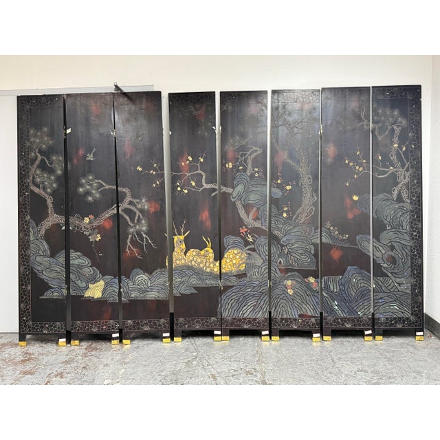 Chinese Eight Immortals Mountain Cloud Eight Panel Screen For Sale - Image 12 of 12