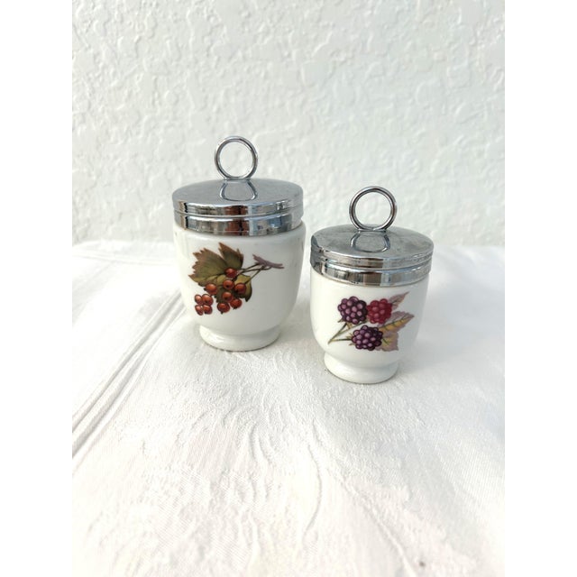 English Vintage Royal Worcester Evesham Egg Coddlers, Set of 4 For Sale - Image 3 of 4