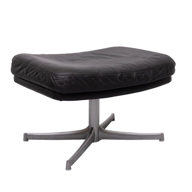 Black Leather Ottoman from Walter Knoll, Germany, 1970s For Sale - Image 9 of 9