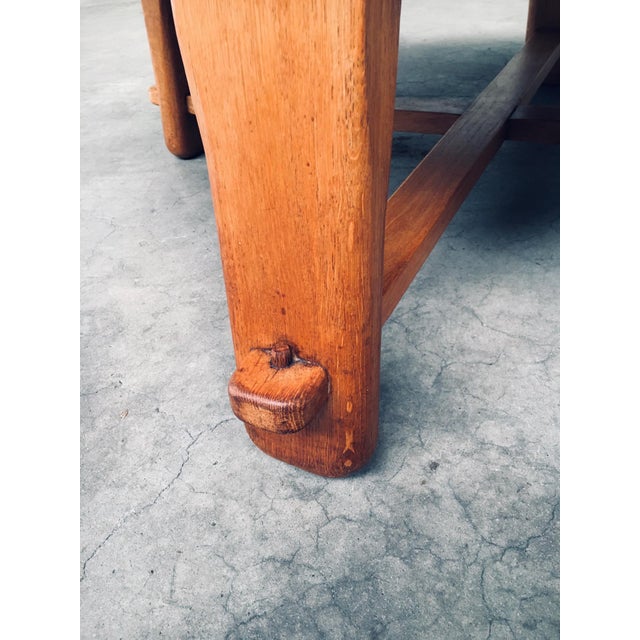 Brutalist Handcrafted Oak Coffee Table, Netherlands, 1950s For Sale - Image 6 of 18