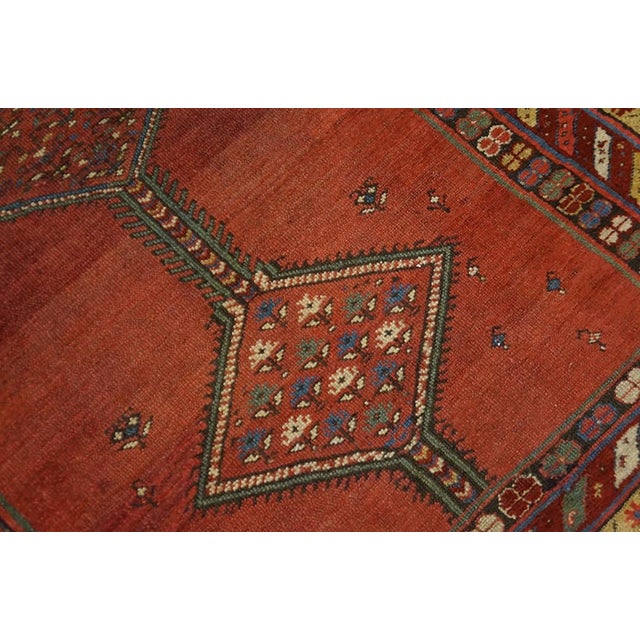 Textile 1890s Red Rust Medallion Antique n.w. Persian Rug 3'9" X 8'10" Handknotted Wool Carpet For Sale - Image 7 of 8