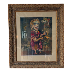 1970’s Antonia Eiriz Impressionist Abstract Woman Oil on Board Painting – Framed Under Glass