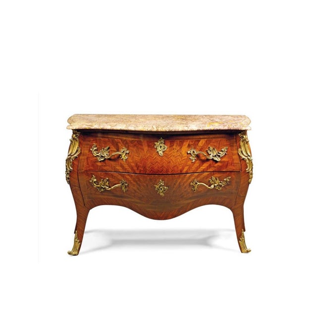 Louis XV Style Ormolu-Mounted Bombé Commode with Marble Top, 1950s For Sale - Image 6 of 6