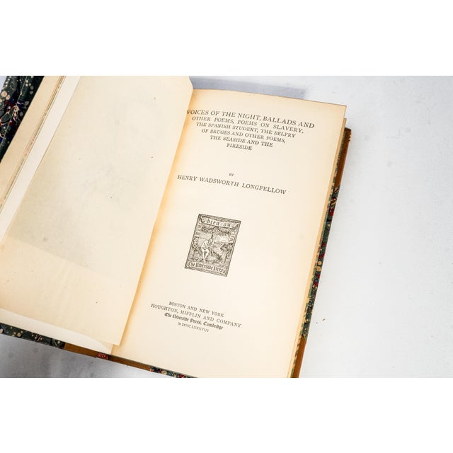 Red Stunning 6 Volume Ornate Victorian Antique Leather Spine Books Works of Henry Wadsworth Longfellow Home Office Shelf Decor For Sale - Image 8 of 10