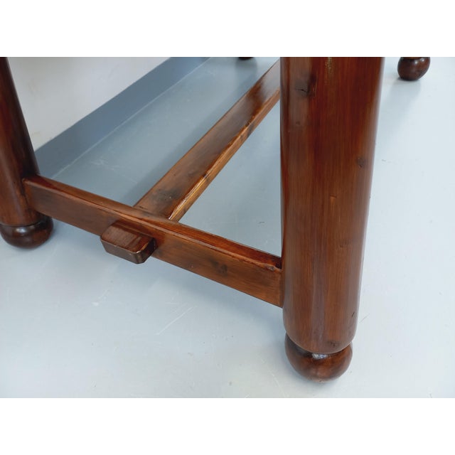Wood Brutalist Dining Table in Dark Pine Wood by Georges Robert, 1960s For Sale - Image 7 of 18