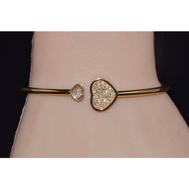 Late 20th Century Authentic Chopard Happy Hearts 0.45ct Diamond Open Bangle Bracelet in 18k Rose Gold For Sale - Image 13 of 18