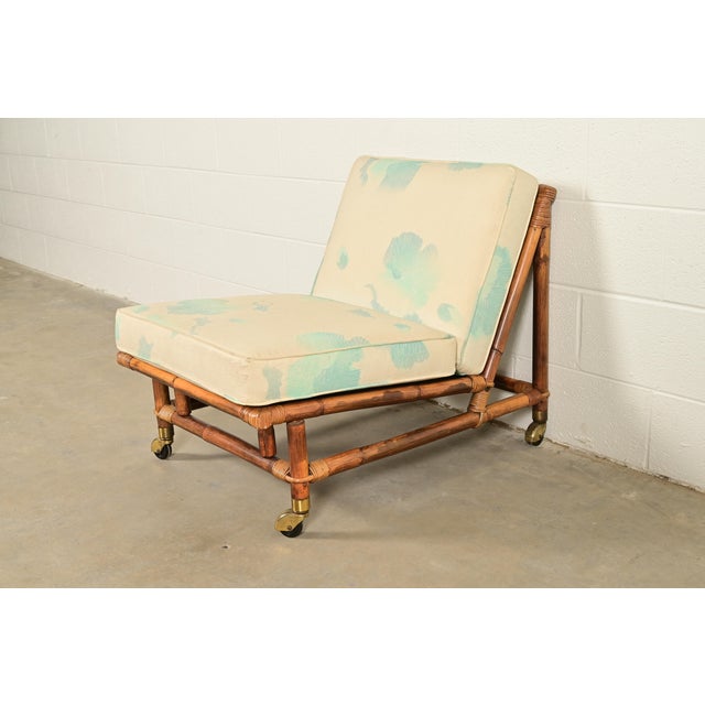 John Wisner for Ficks Reed Mid-Century Hollywood Regency Bamboo Rattan Lounge Chair, 1950s For Sale - Image 15 of 15