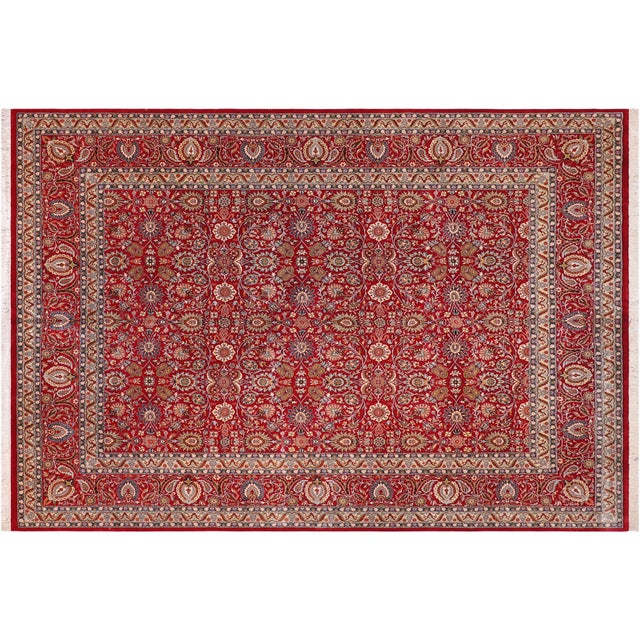 Red Intricate Elegant 1990's Pak-Persian Red/Blue Wool Rug - 12'0'' X 14'11'' For Sale - Image 8 of 9