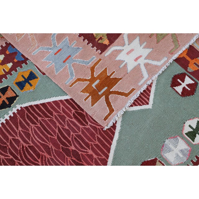 Red 1980s Southwestern Red Handwoven Kilim For Sale - Image 8 of 13