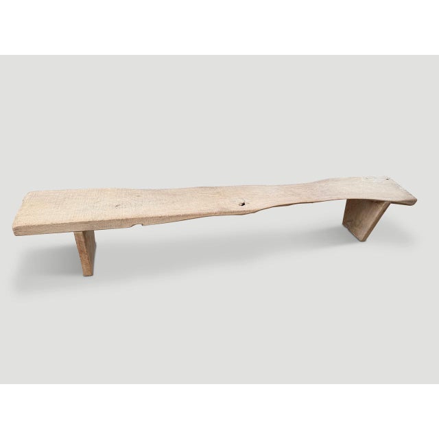 Andrianna Shamaris Impressive Live Edge Teak Wood Long Bench For Sale - Image 4 of 18
