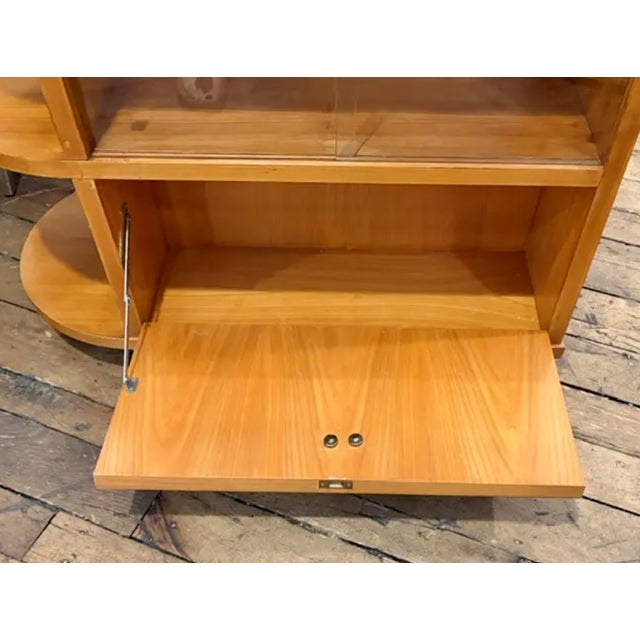 Mid Century Art Deco Inspired Rolling Bar Cart With Drop Front and Glass Bar Storage on the Reverse. For Sale In New York - Image 6 of 9