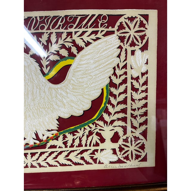 Paper 1940s Vintage Paper Cut American Eagle Allen Saalburg Print, Framed For Sale - Image 7 of 7