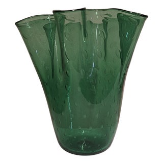 Italian Handmade Glass Vase, 1970s For Sale