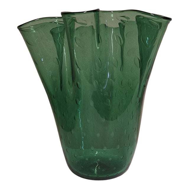 Italian Handmade Glass Vase, 1970s For Sale