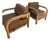 Pair of Leather and Wood Armchairs From Anthropologie For Sale