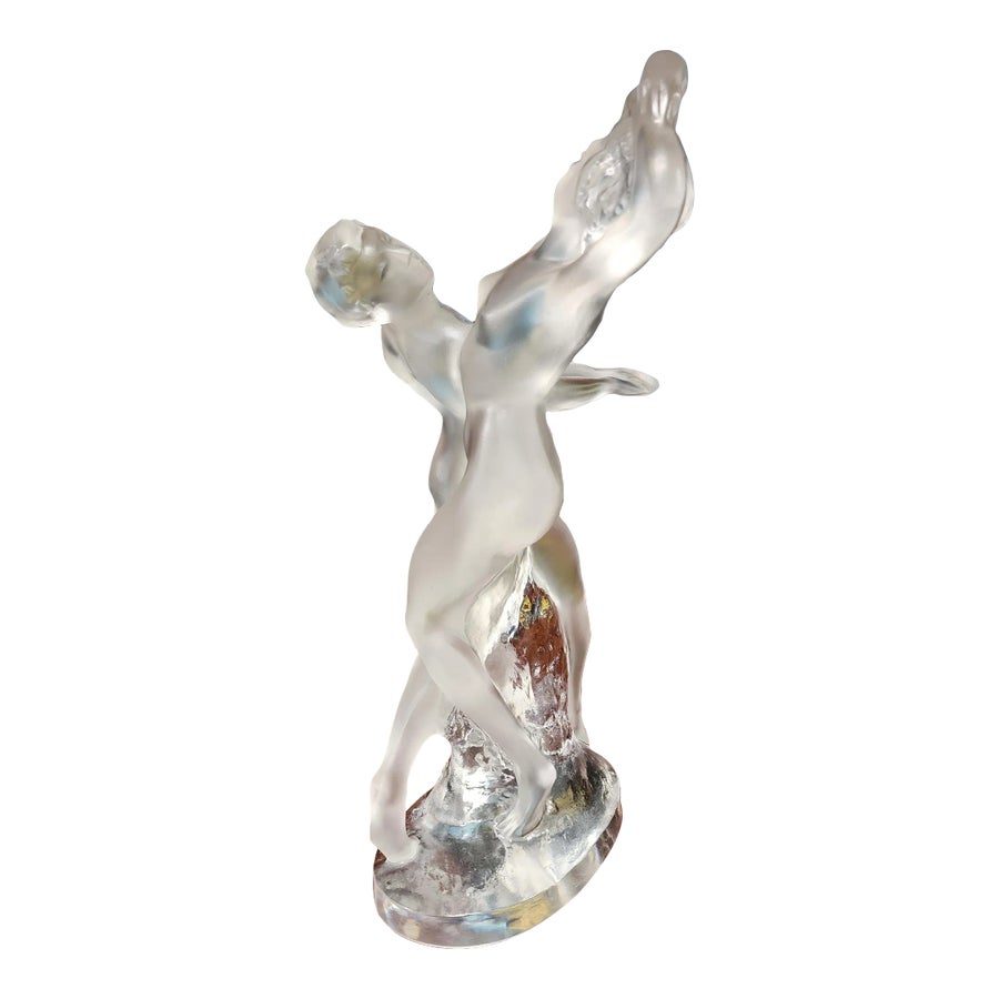 Lalique Vintage Fine French Crystal Figural Group of Two
