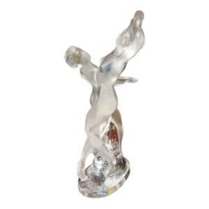 Lalique Vintage Fine French Crystal Figural Group of Two Dancing Female Nudes