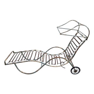 20th Century Iron Garden Chaise Lounger For Sale