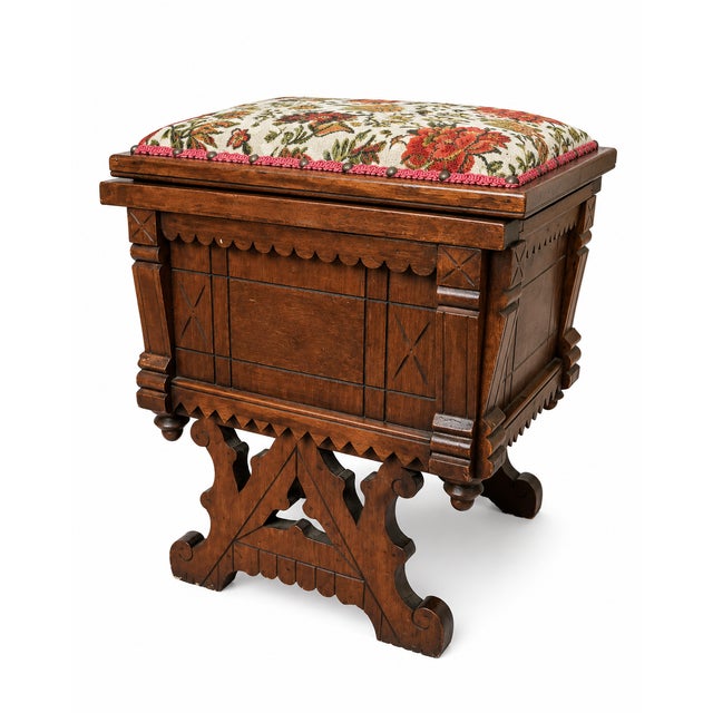 A charming and increasingly hard-to-find Antique Eastlake commode, beautifully crafted from solid walnut and showcasing...
