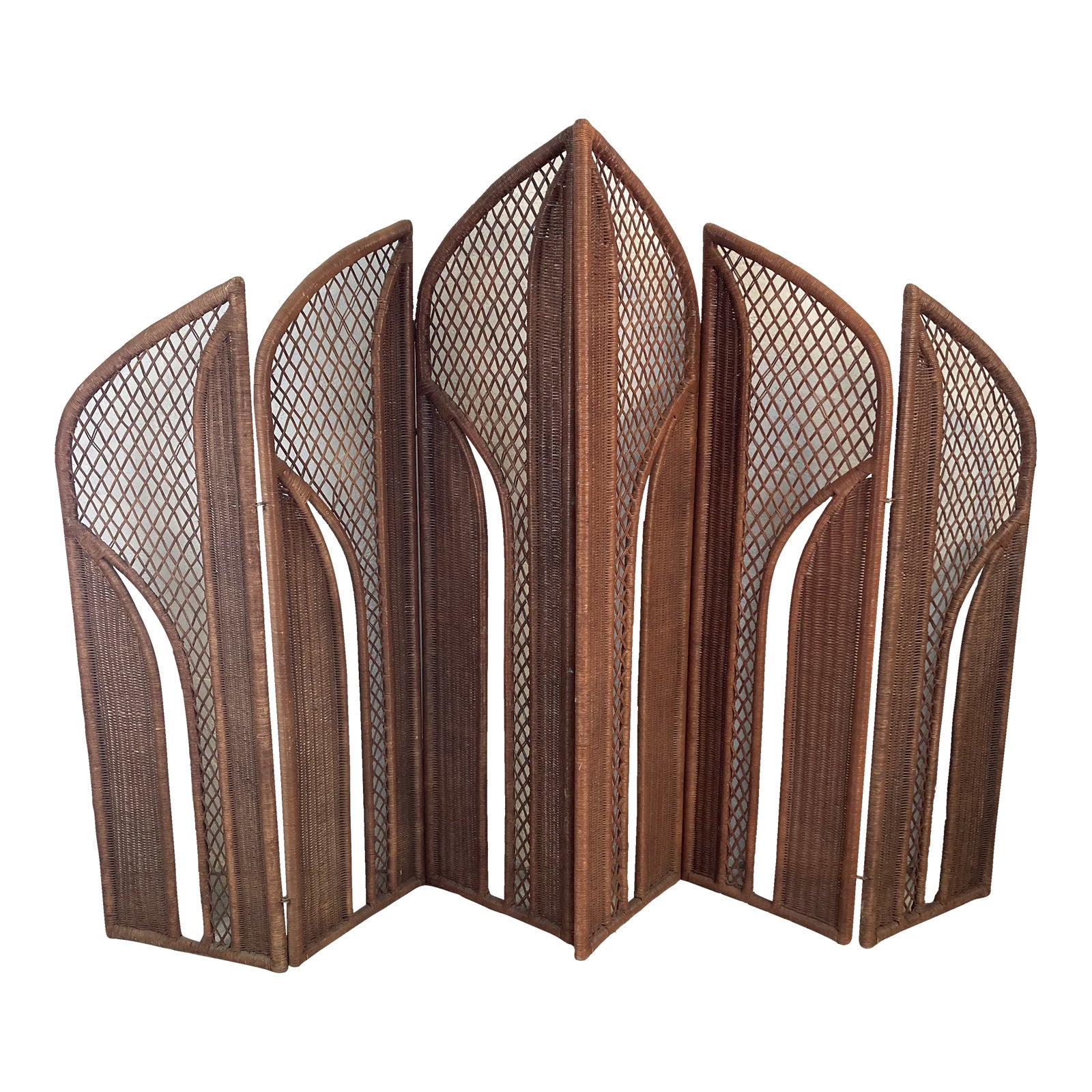 Large Vintage Wicker Room Divider Screen Chairish